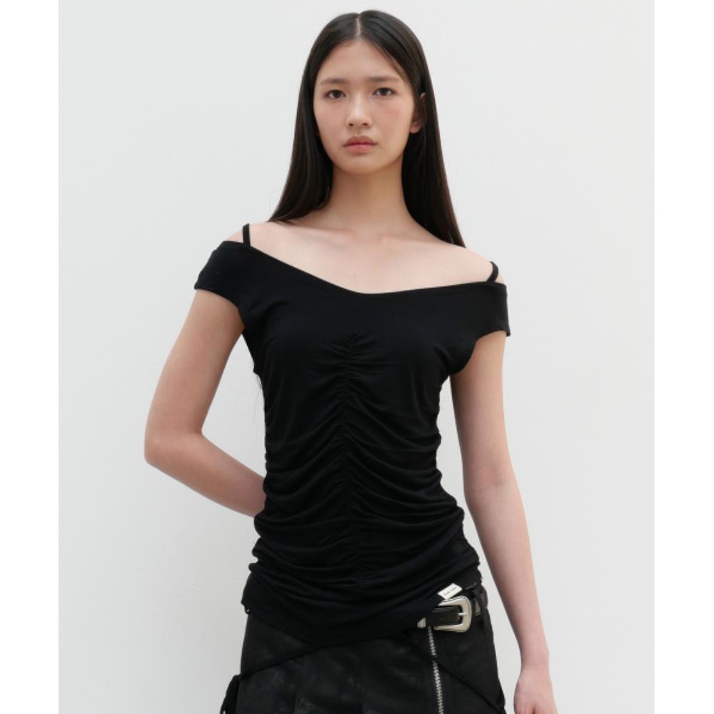 ROCKCAKE Shirring Draw Top Black RC25TP22300BK