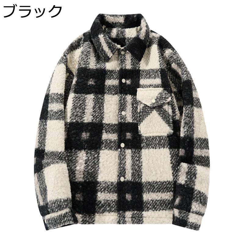 チェックジャケット メンズ カジュアルジャケット 大きいサイズ シャツジャケット ラシャ 厚手 保温 防寒 胸ポケット ストリート スポーツ アウトドア ジャンパー