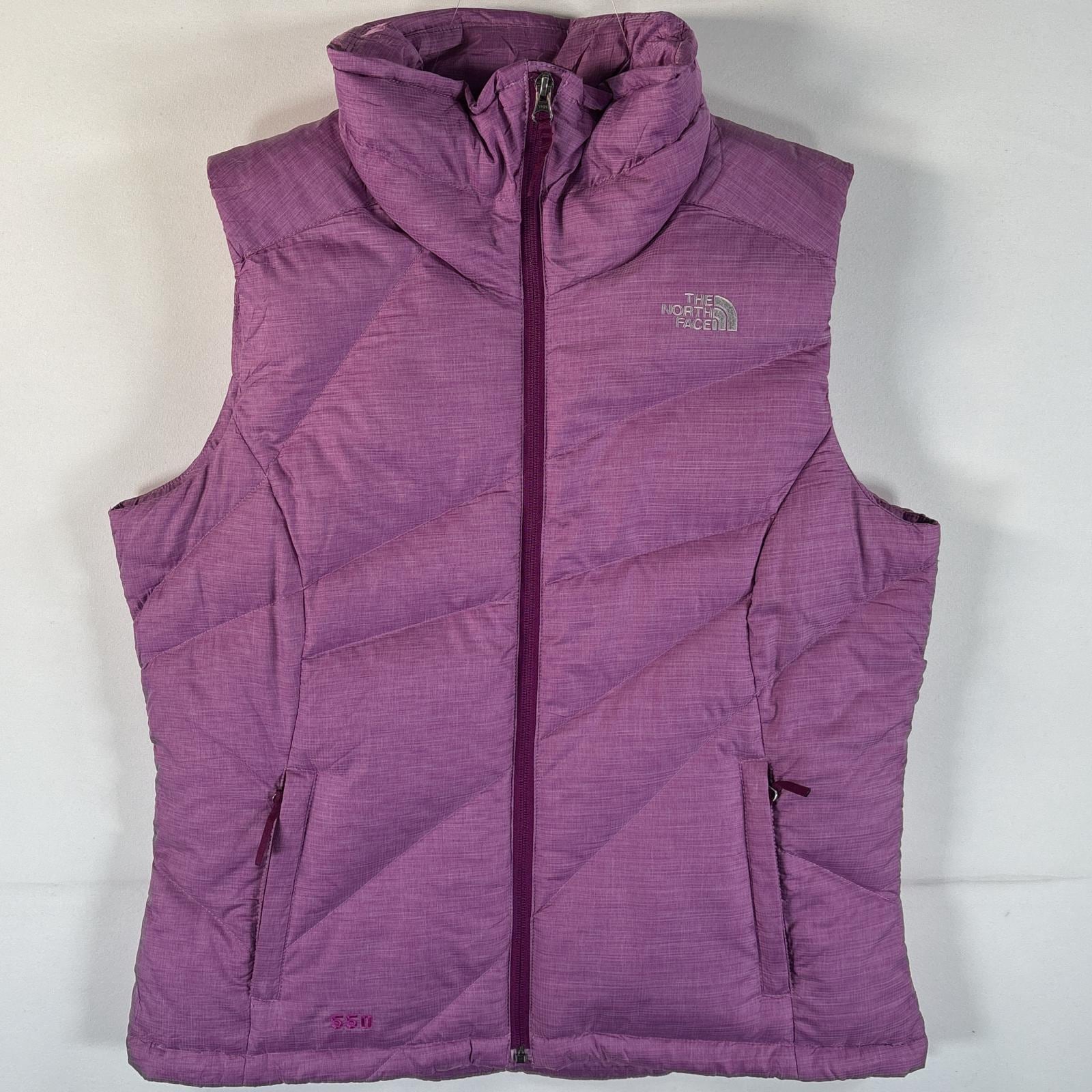 古着 ダウンベスト 550fill ワンポイントロゴ刺繍 アウトドア L ピンク系 レディース