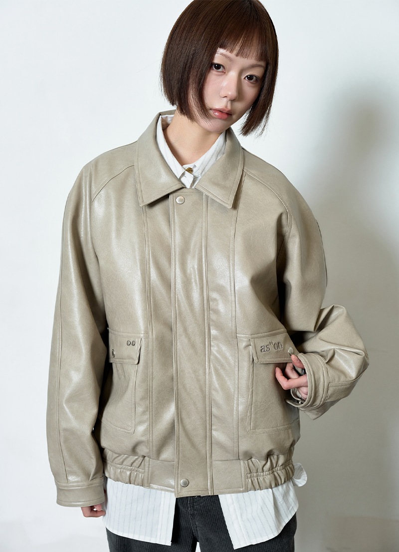 【AS"ON】 RILT LEATHER JACKET / BEIGE 正規品