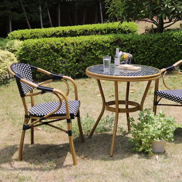 ガーデンセット 3点 ガーデンテーブル ガーデンチェア 椅子 丸型 丸 円形 円 屋外 ガーデニング おしゃれ ヨーロピアン 北欧 海外風 デザイン かわいい 赤 黒