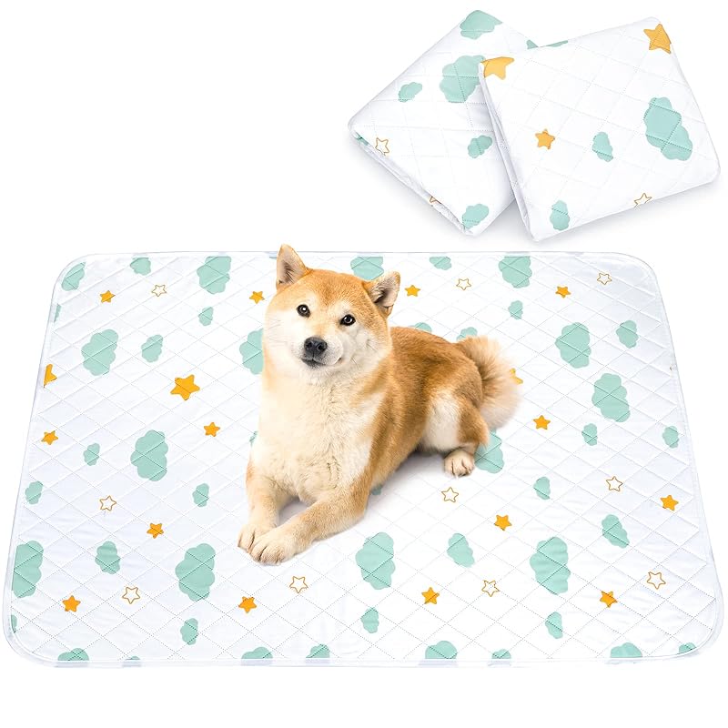 ULIGOTA 洗える ペットシーツ 犬 猫用 おしっこマット ペットマット 下敷きマット 洗える 速乾 繰り返し使える（雲柄 12090cm 二枚セット）