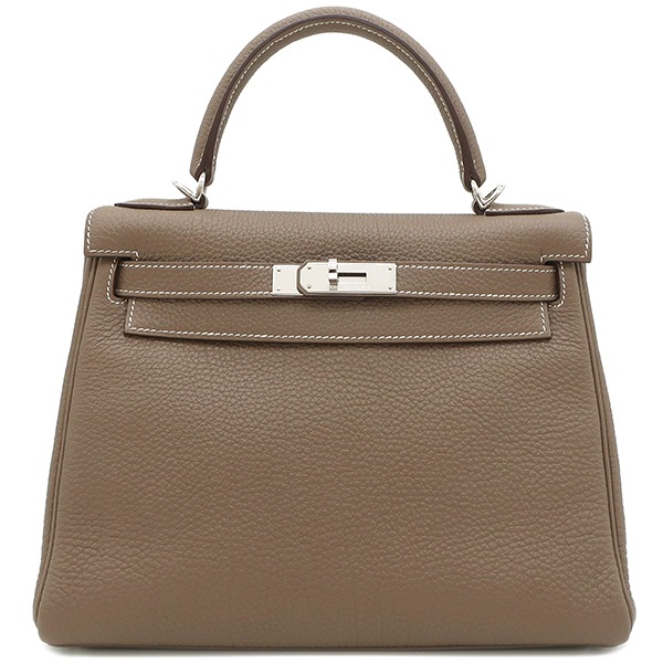 エルメス HERMES 2WAYバッグ ケリー28 内縫い トゴ エトゥープ シルバー金具 鍵/カデナ/クロシェット欠品 O刻印 【箱】【中古】