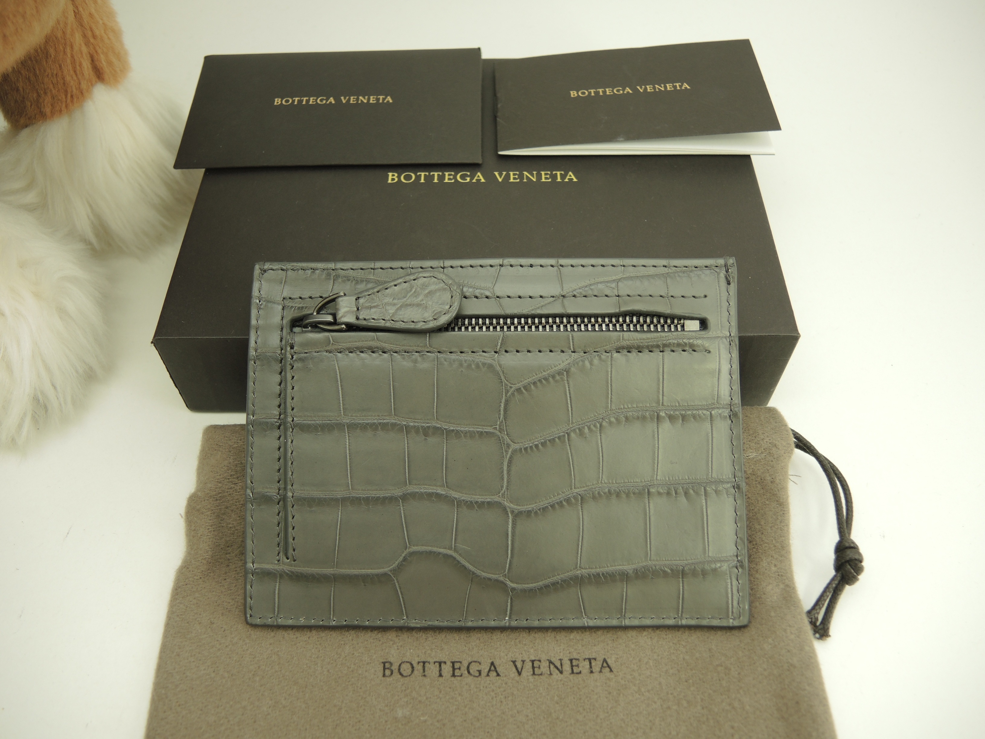 カード用ポケット付コインケース クロコダイル 灰 小銭入 コインケース@P00416336N