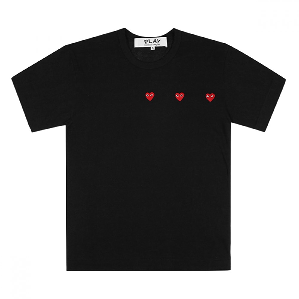 Comme des Garcons AX-T337-051 1 (P1T337 1) PLAY PLAY トリプルハートワッフェンコモンショートスリーブ T シャツ