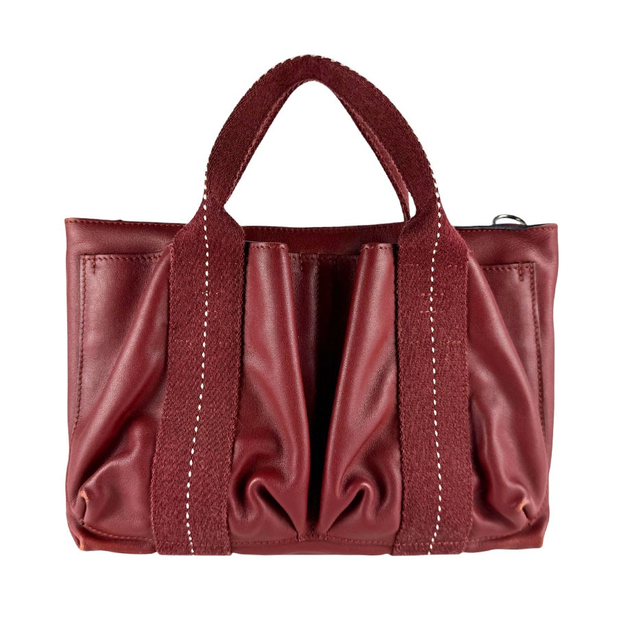 エルメス HERMES ハンドバッグ キャラバン ホリゾンタルPM ヴォーデルマ ダークレッド ユニセックス z9957