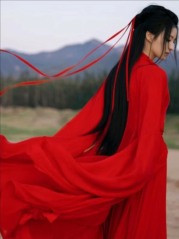 古典美人服 唐装 華流衣装 漢服 中華古代服 中華服 無地 チャイナ服 中華風 華麗 チャイナ風 舞台衣装 ステージ衣装 チャイナドレス イベント 仮装 コスチューム 写真撮影 裾幅大きい レッド