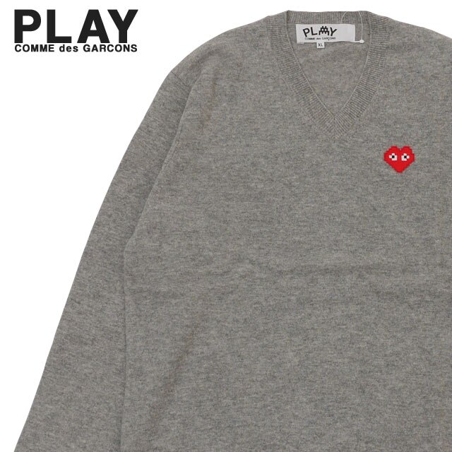 【数量限定特別価格】 プレイ コムデギャルソン PLAY COMME des GARCONS x Invader V Neck Sweater ニット セーター GRAY 231-000398-062