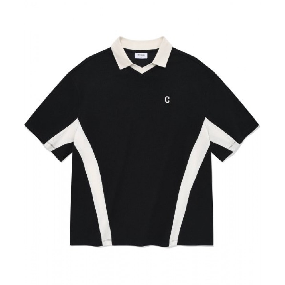 COVERNAT ワッフルアーチカラー T シャツブラック