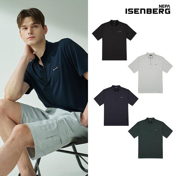 男性ハーフジップ半袖Tシャツ4種セットN_P389926499