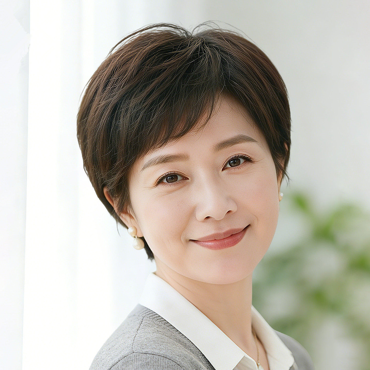 女性用フルウィッグ人毛使用お母さん向け薄型ショートヘア自然な年齢軽減効果中高年女性向け白髪隠しウィッグ