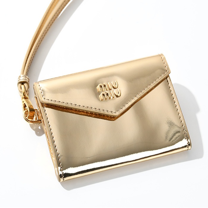 カードホルダー カードケース 5MF036 2DRH レディース ゴールド 本革 ロゴ レザー コインケース 定期入れ シンプル 人気 ギフト