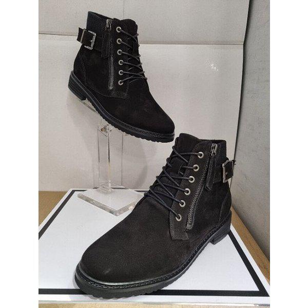 女性ニットレザーコンビワーカーブーツヒール3cmYAAWBS607BK（P001760832）