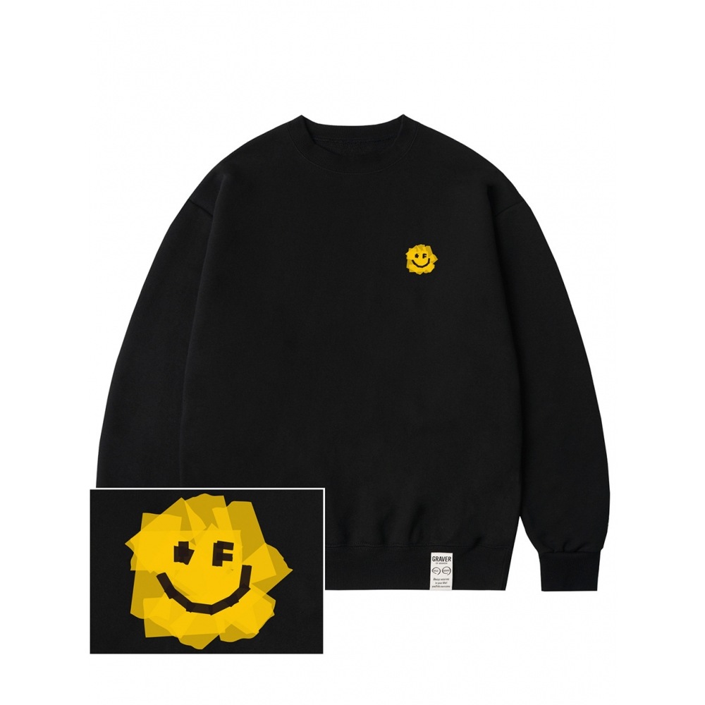グレイバースモールテープドットスマイルスウェットシャツブラック