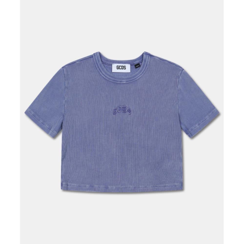 GCDS STONEWASHED LOUNGE LOGO CROP TSHIRT DKTAA21035PU 15,436円