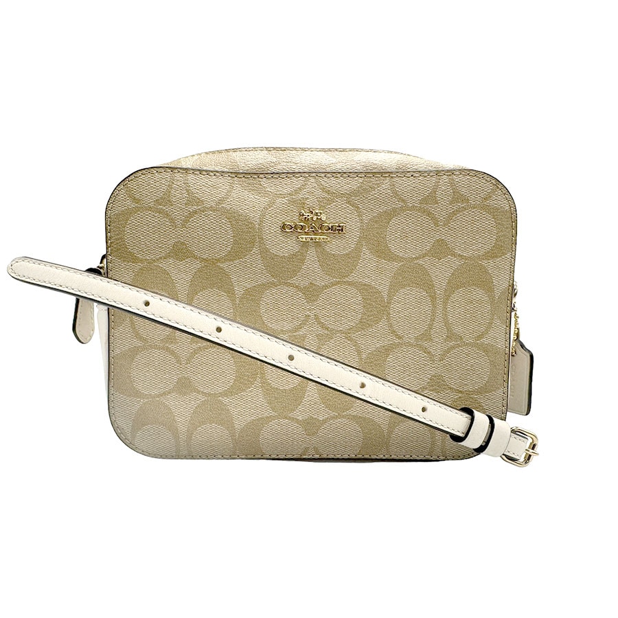 コーチ COACH ショルダーバッグ シグネチャー レザー ベージュ×アイボリー レディース z2026