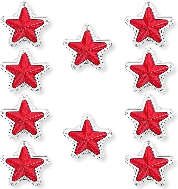 星型 LED サイドマーカー 12V 24V 10個 セット ランプ デコトラ トラック レトロ 旧車( レッド)
