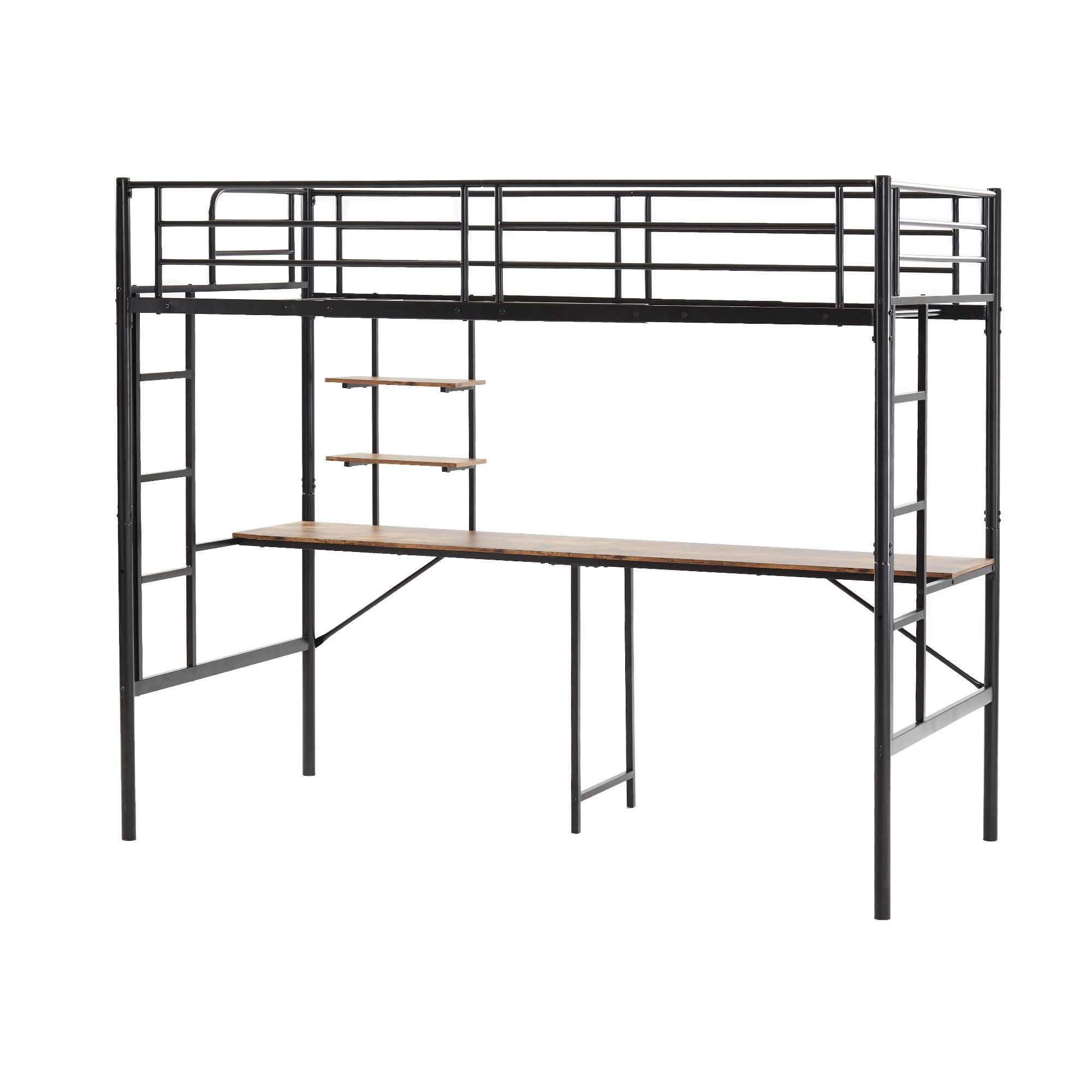 【即日発送】システムベット ロフトベッド シングル デスク付き ラック棚付き ハシゴ階段北欧風 二段ベッド 大人ベッド 一人暮らし 部屋二段ベッド 13,199円