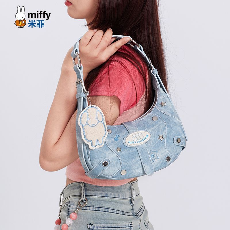ミッフィーリベットカウボーイ風三日月バッグ2024年新バッグ小衆甘いギャル腋の下シングルバッグ女