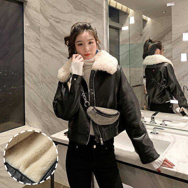 Qoo10] 2025レザージャケット 裏ボア レディ