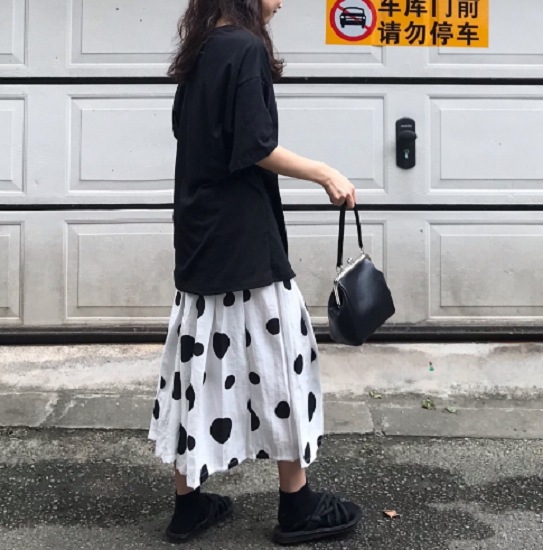 【取寄:納期2週間】ロングスカート レディース 夏 ロング ドット 水玉 ロング丈 ミモレ 体型カバー