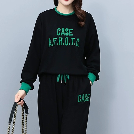 2点セット レディース トップス ボトムス カットソー 長袖 ラウンドネック パンツ ズボン カジュアルパンツ ウエストゴムトレーニングウエア ルームウエア かわいい 大人可愛い シンプル カジュアル