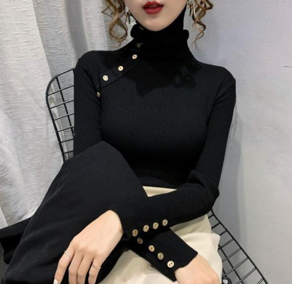 ハイネック ベーシックニット 秋冬 新作 セーター 百掛け トップス アンダーウェア カジュアル