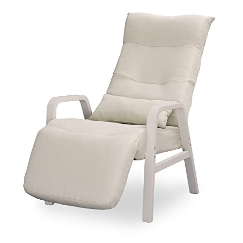 【あすつく】 アイリスオーヤマアイリスオーヤマ ホワイト FAC-RHB リクライニングチェア ウッドアーム 座椅子