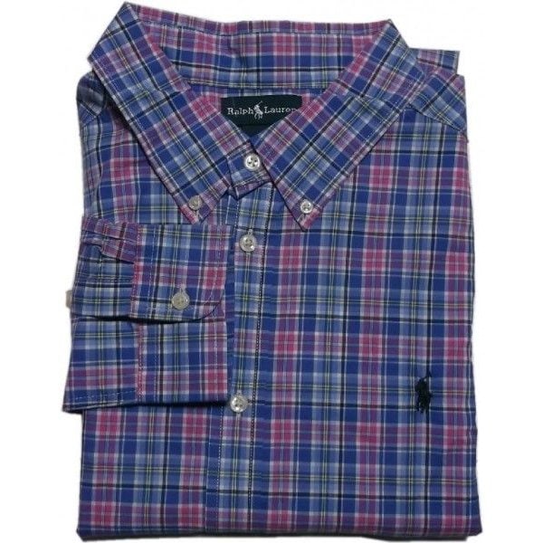 ボーイズサイズ 長袖 ボタンダウンシャツ ブルー boys PR2-991