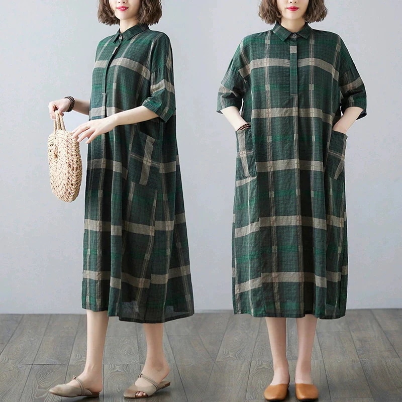 ワンピース ロングワンピース 夏 半袖 無地 プリーツ ゆったり おしゃれ 体型カバー シンプル ナチュラル 上品 大人 通勤 OL 旅 20代 39代
