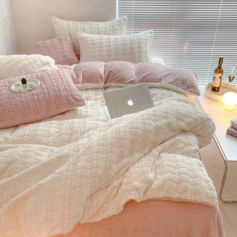 11 ヒーリングシステムカテゴリーaタイプのカワウソウラビットヘアウサギベルベット4ピースセット冬の濃厚な温かいミルクベルベットシートとキルトカバー3ピースセット