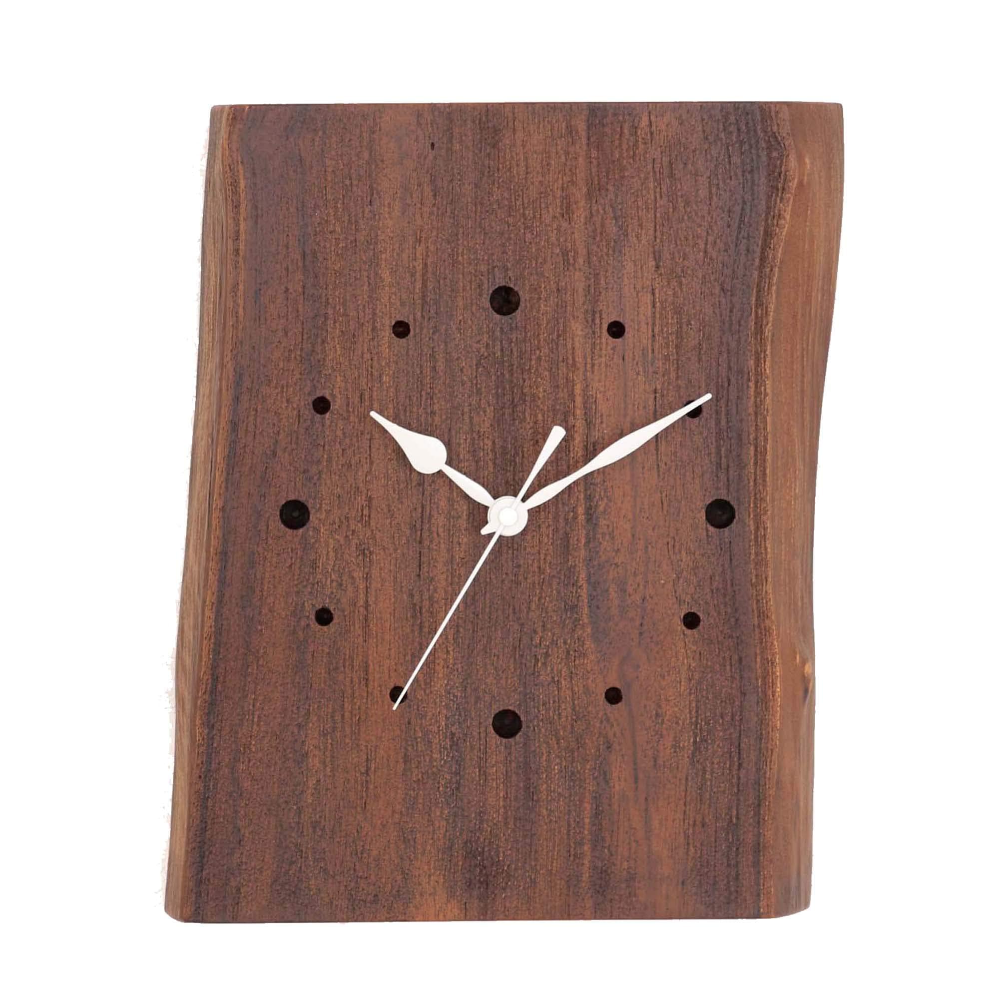 サンフラワーラタン 掛け時計 ブラウン 幅17~22×奥行き3×高さ27cm チーク無垢材 ウォールクロック AZT002-2