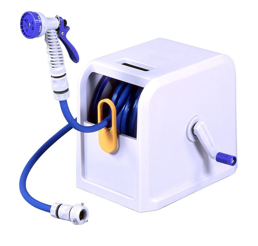 ホース ホースリール 20m ガイド付で手を汚さず巻ける ウェイビーキューブ PRC-20GN