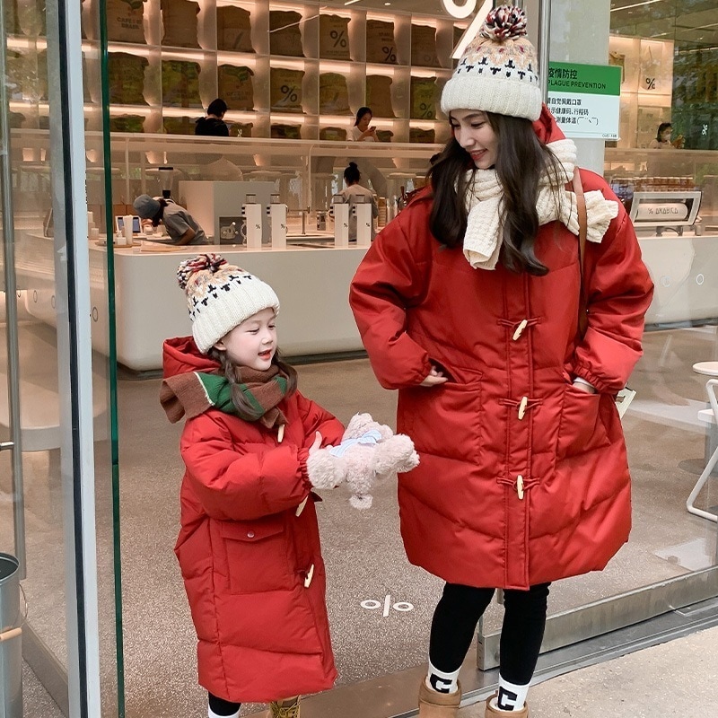 子供服子供用レッドフード付きロング中綿ジャケット