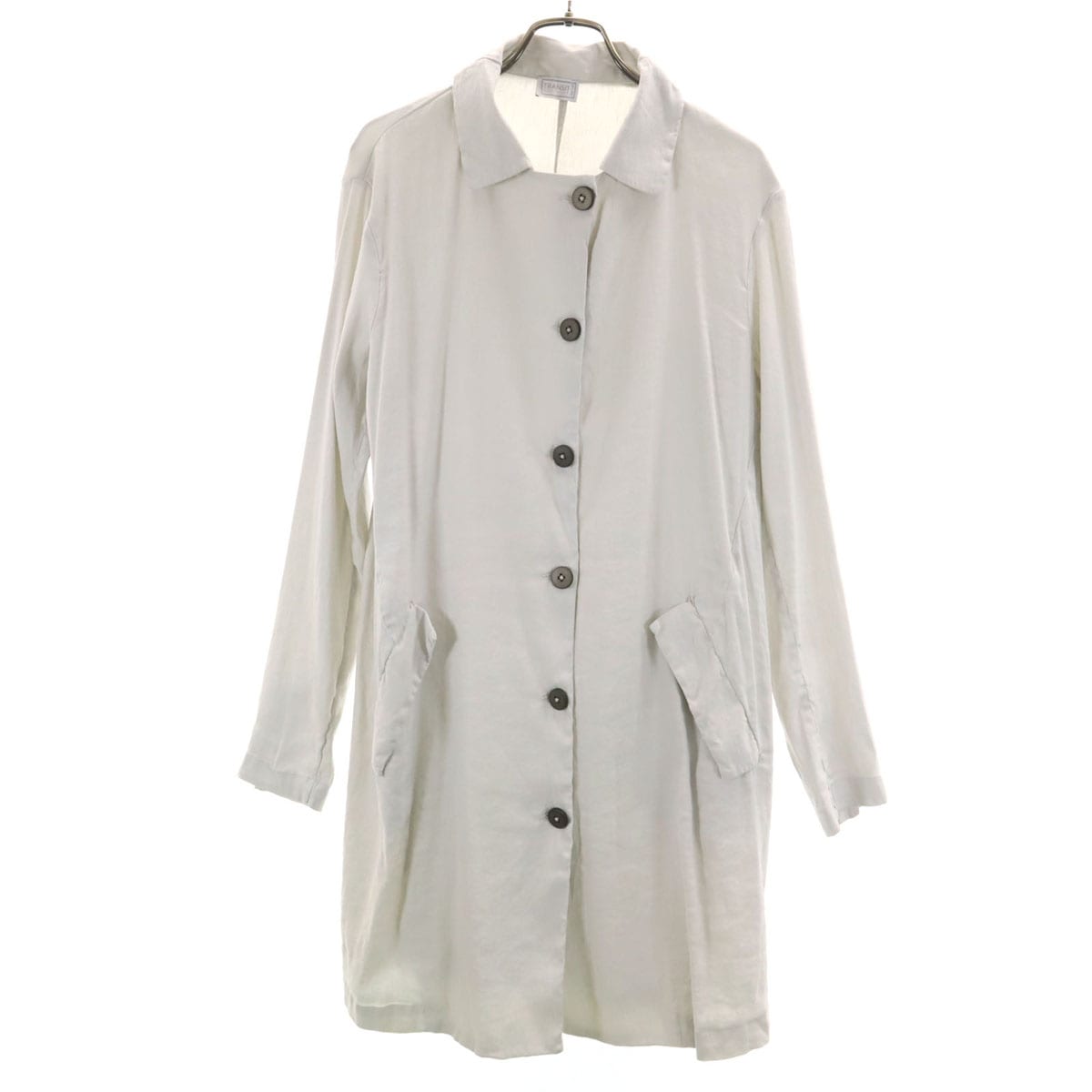 TRANSIT トランジット イタリア製 リネンブレンド ステンカラーコート 1 ライトグレー ストレッチ レディース 古着