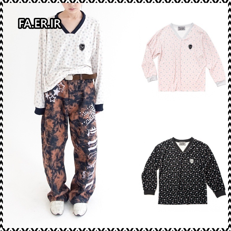 FA.ER.IR V neck flower terry shirt