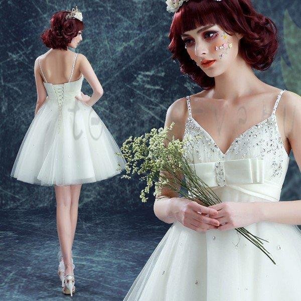 ミニドレス 白 安い ウエディングミニドレス 結婚式 ミニドレス 演奏会 パーティードレス 二次会