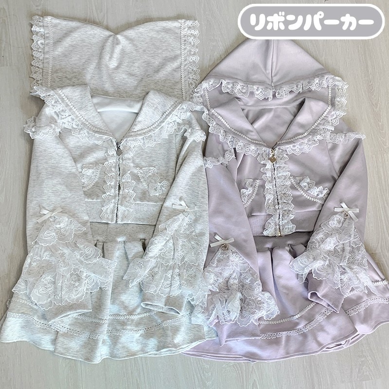 【赤字覚悟 最安挑戦】リボンパーカーセットアップ スウェットセットアップ 原宿系 地雷系 病みかわいい 姫系 量産型 ゆめかわいい ガーリー フェミニン フリル レースアップ ストリートファッション