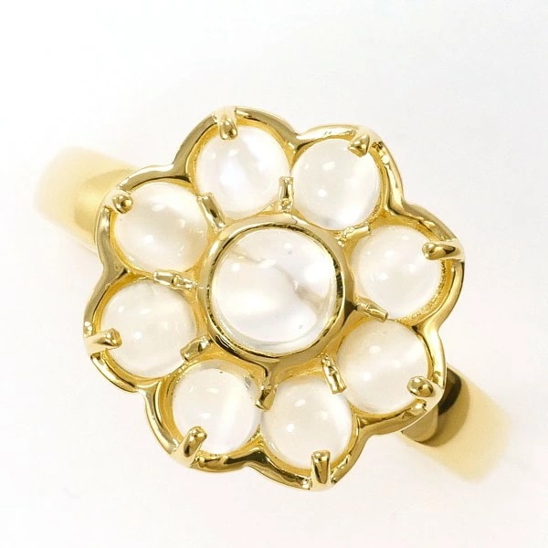 K18 18金 YG リング 10号 ムーンストーン 総重量約3.4g ジュエリー 中古