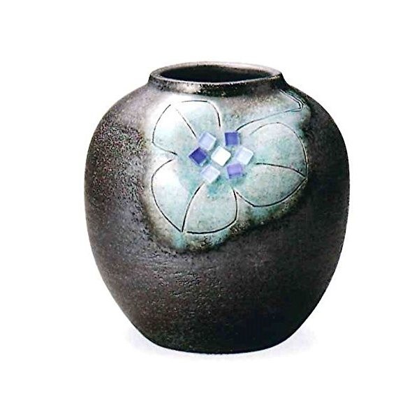 ブルー花彫丸花瓶 6号 5,100円