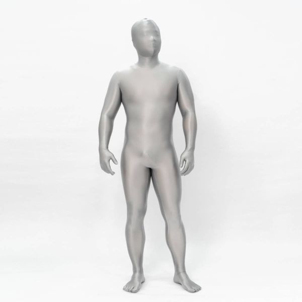 全身タイツ 超光沢 薄いグレー 男性女性兼用 Mサイズ ゼンタイ コスプレ ZENTAI レオタード ボディースーツ 仮装 コスチューム 戦隊