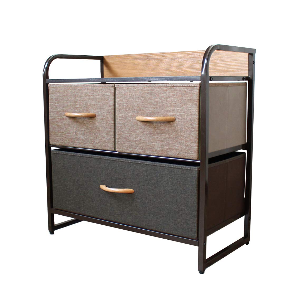 ２段チェスト【Flat chest】幅58×奥行29×高さ59cm 収納 ボックス タンス アイアン ウッドトップ リネン シンプル 北欧