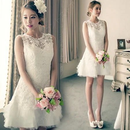ミニドレス 白 安い 結婚式 二次会 ウェディングミニドレス 花嫁 ウェディングドレス 披露宴 プリンセス パーティードレス ミニ 発表会 コンサート 演奏会-11