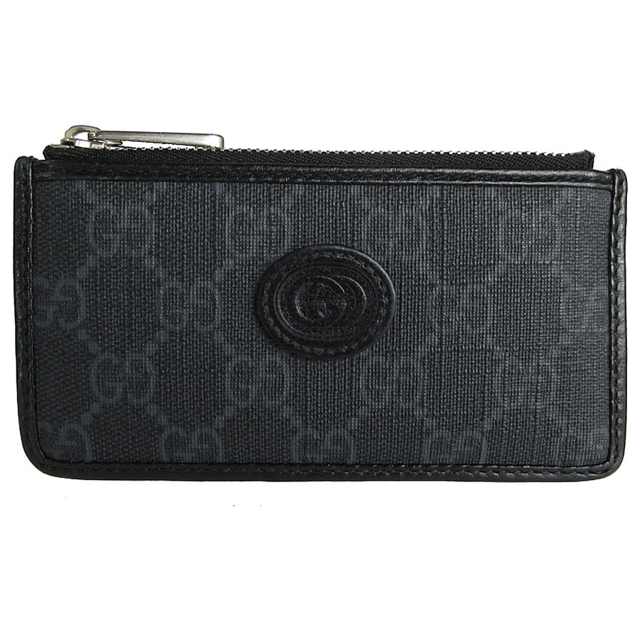 グッチ GUCCI コインケース カードケース GGスプリーム レザー ダークグレー/ブラック シルバー メンズ 697717 s0018