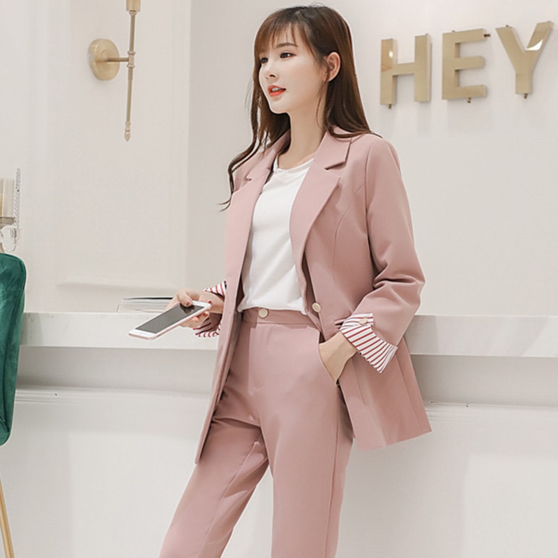 【送料無料】レディース セットアップ スーツ ジャケット + パンツ 2点セット 上下セット
