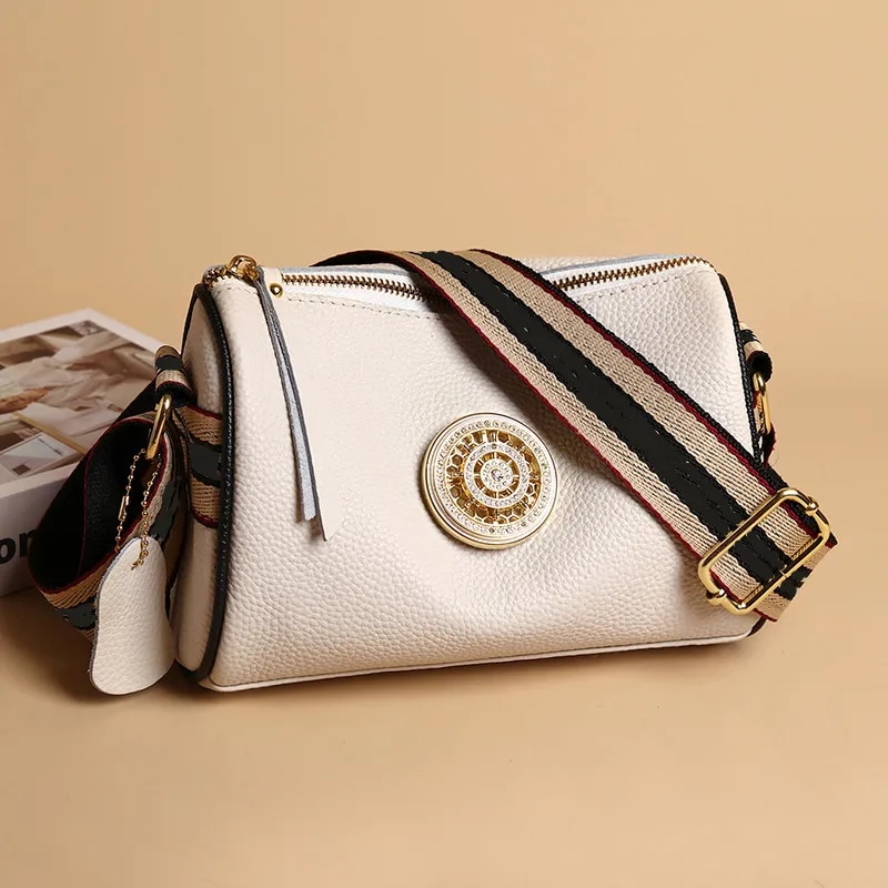 女性のための本革のデザイナーハンドバッグ,回転金属製のロックショルダーストラップ,ファッショナブルな高級ブランド,新しいコレクション