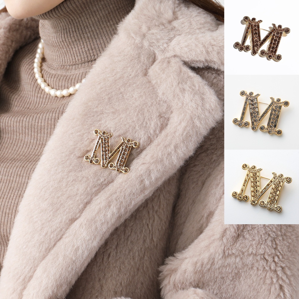MAX MARA マックスマーラ ブローチ BATH2 MBROOCH バス レディース クリスタル ロゴ アクセサリー ピンバッチ カラー6色