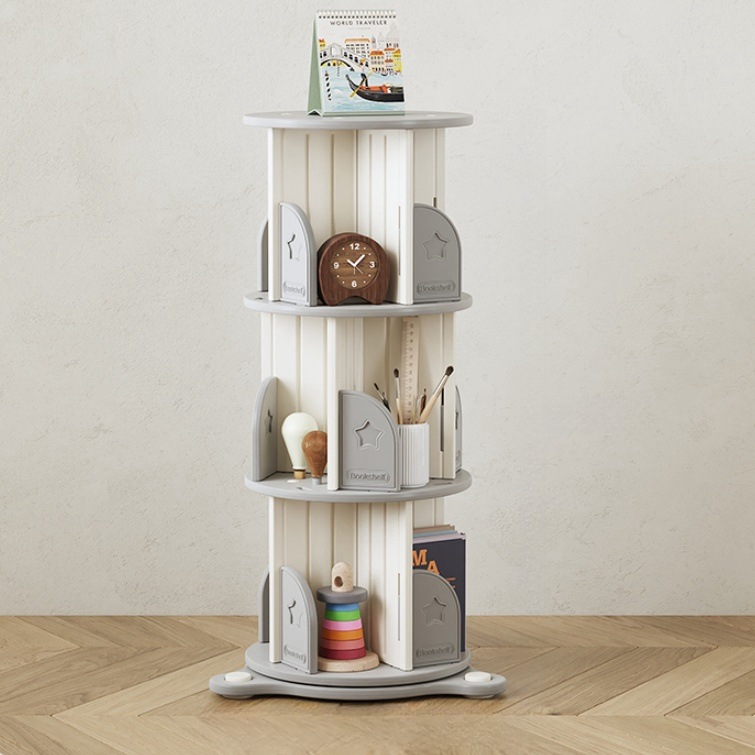 【国内出荷】【3段】回転式本棚 飾り棚 絵本棚 360回転本棚 コミック収納棚 本棚 HDPE製 大容量 回転ラック 組立簡単 省スペース 3段 子ども部屋収納