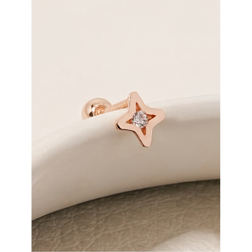 ミニマルピアス 14K スターカットキュービックピアス
