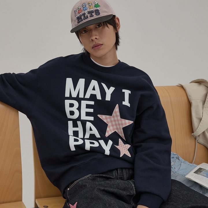 MAY I BE HAPPY MTM スウェットシャツ NAVY